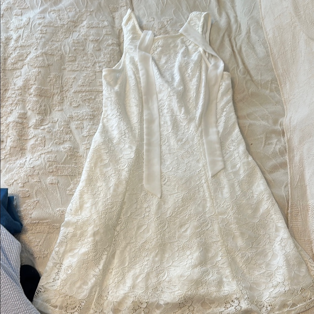 Elegant White Lace Dress with tie back